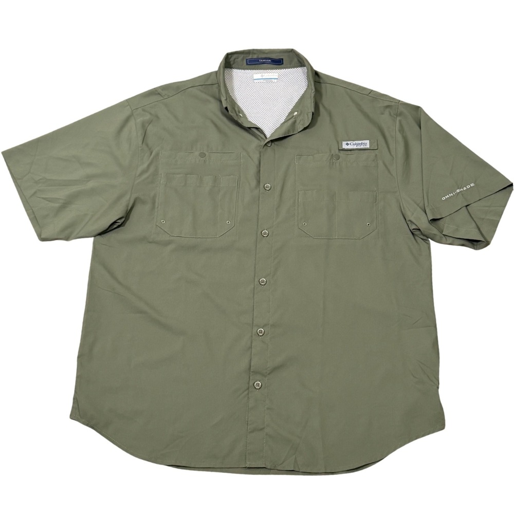 Columbia PFG Vented Lightweight Fishing Shirt (L) Quick Dry UPF Protection Olive